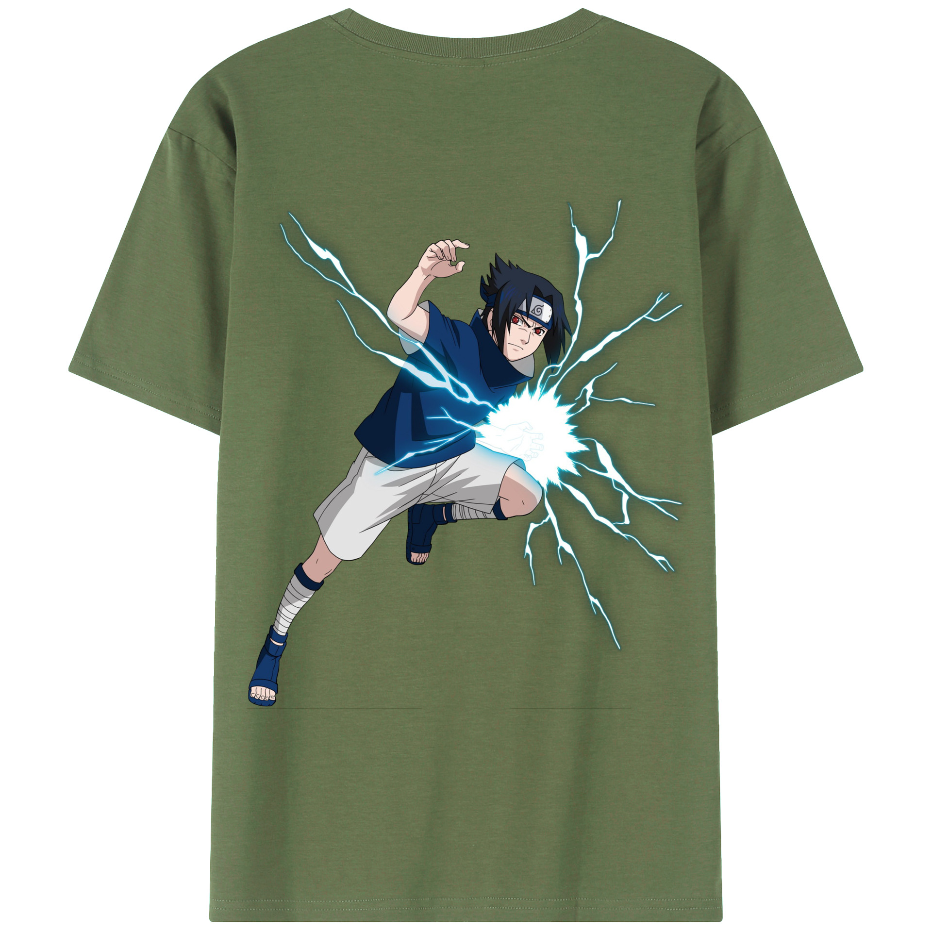 （画像用） NARUTO -ナルト- うちは サスケ Uchiha Sasuke 綿100％ メンズ半袖Tシャツ（バックプリント） 通気性